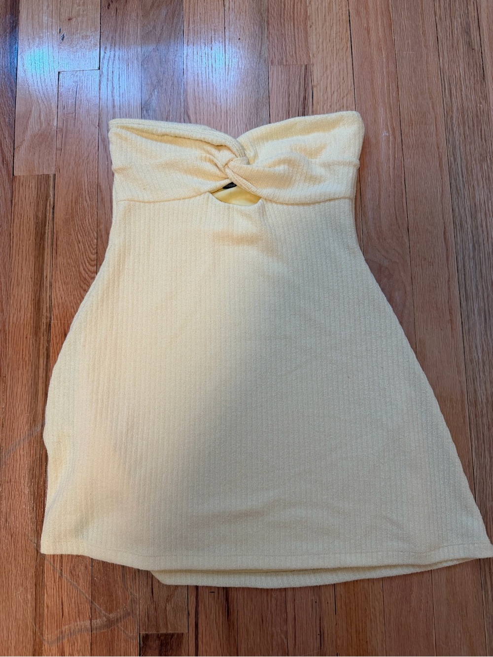 Windsor Strapless Twist Front Yellow Mini Dress